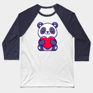 Cute Panda Holding Heart Cartoon Baseball T-Shirt